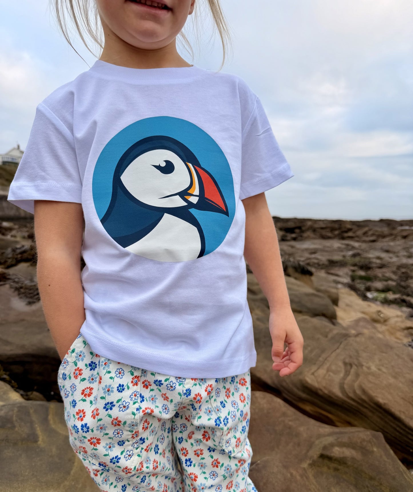 Kids White Atlantic Puffin T-Shirt